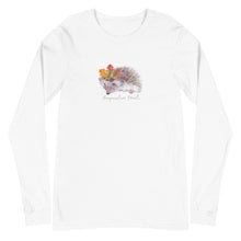 Load image into Gallery viewer, Acupuncture Heals long sleeve T-shirt. Hedgehog in center. 

