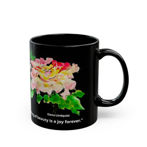 Elana Peony Black Mug with quote