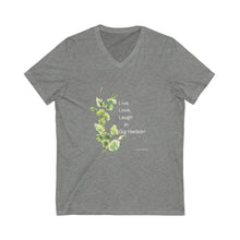 Load image into Gallery viewer, Live Love Laugh by Elana Short Sleeve V-Neck Tee at Gig Harbor
