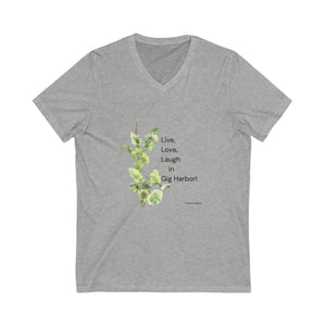 Live Love Laugh by Elana Short Sleeve V-Neck Tee at Gig Harbor