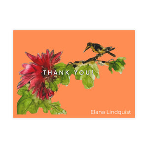 Elana Mum and Bird  Thank You Postcard Bundles Orange (envelopes included)