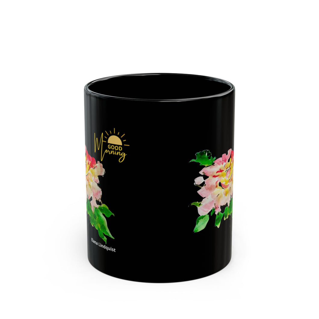 Elana Peony Good Morning Black Mug