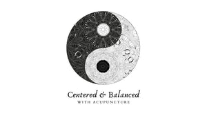 Centered and Balanced with Acupuncture appointment card