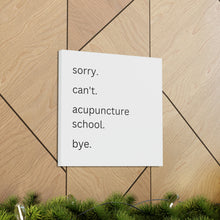 Load image into Gallery viewer, Sorry. Can&#39;t. Acupuncture School. Bye. Canvas

