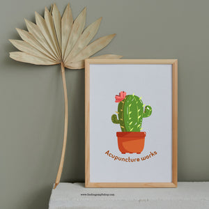 Acupuncture works with cute cactus(Digital Download)