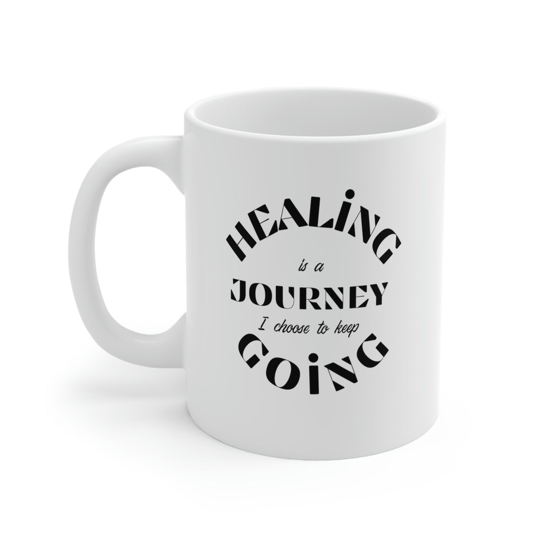 Healing is a journey. I choose keep going. Retro Font Mug